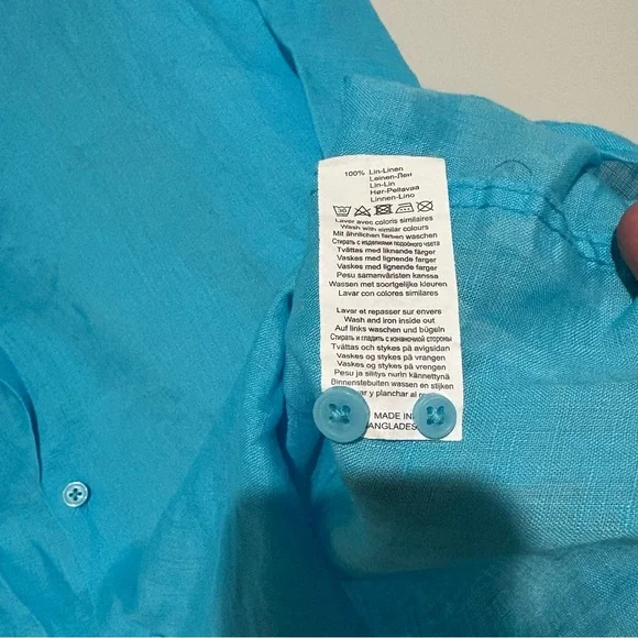 Giacomo Cinque Linen button front Shirt Antica Sartoria blue women’s size XXL - Picture 5 of 5